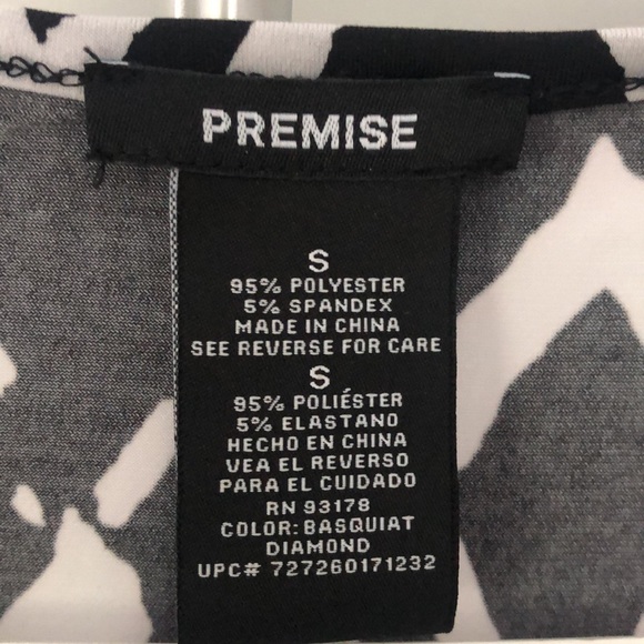Premise Black & White Print Capped Sleeve Size Small Top - Picture 4 of 8